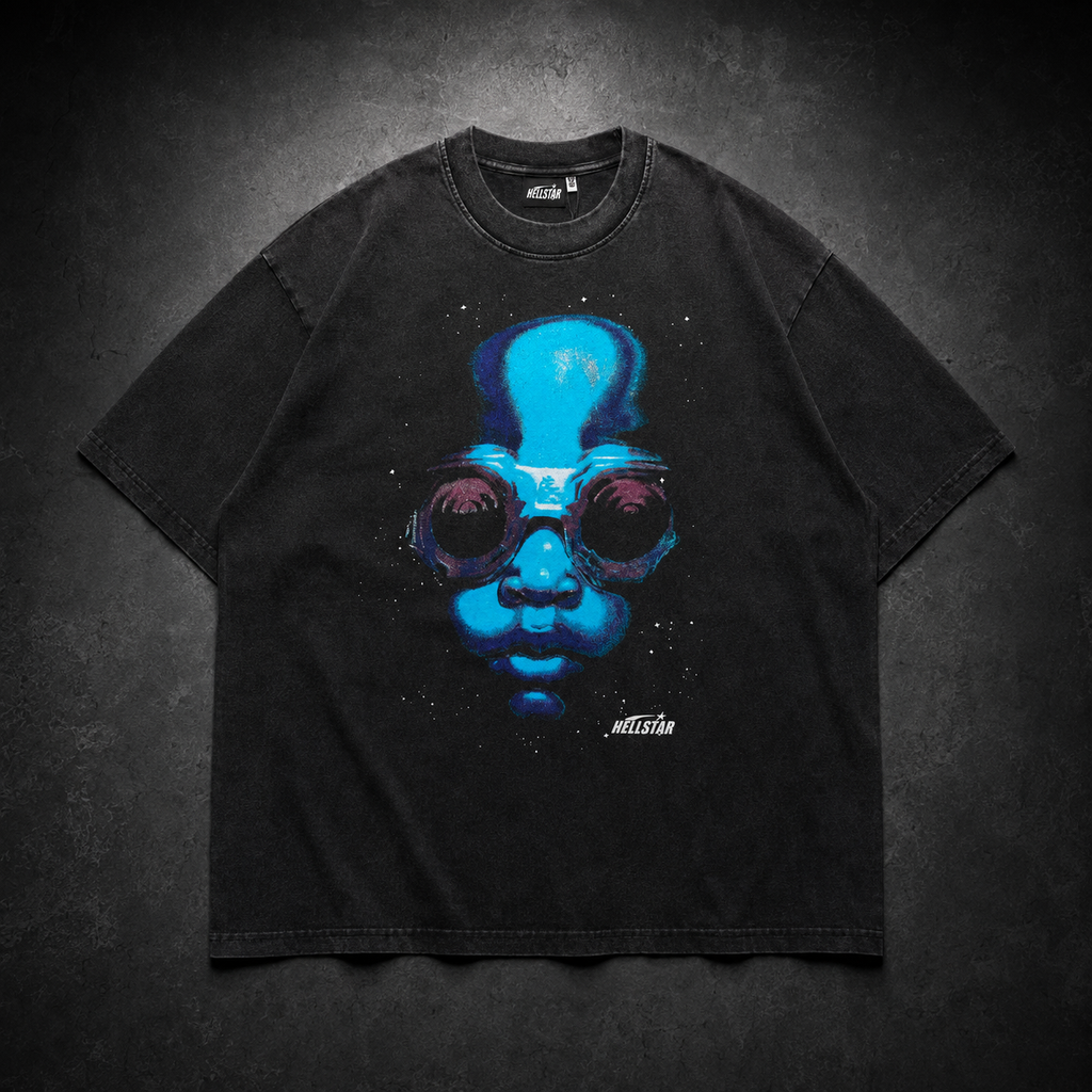 Camiseta Hellstar Future Face – Negro/Azul
