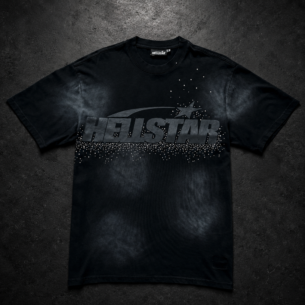 Camiseta Hellstar Studded Logo – Washed Black