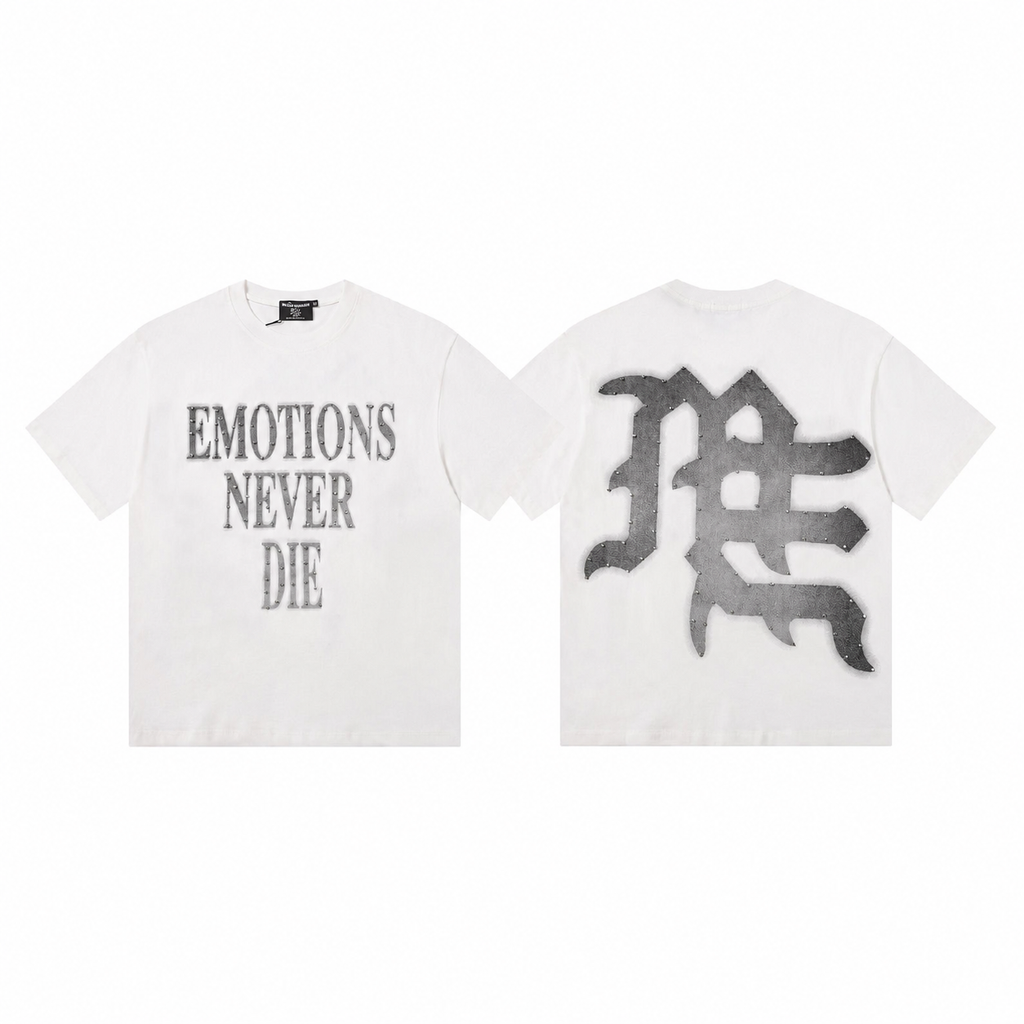 Camiseta Mixed Emotion Emotions Never Die – White/Black