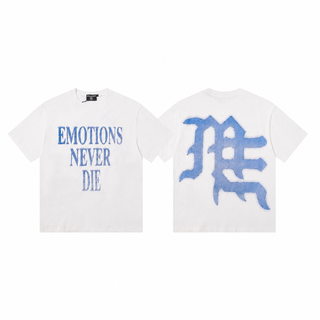 Camiseta Mixed Emotion Emotions Never Die – White/Blue
