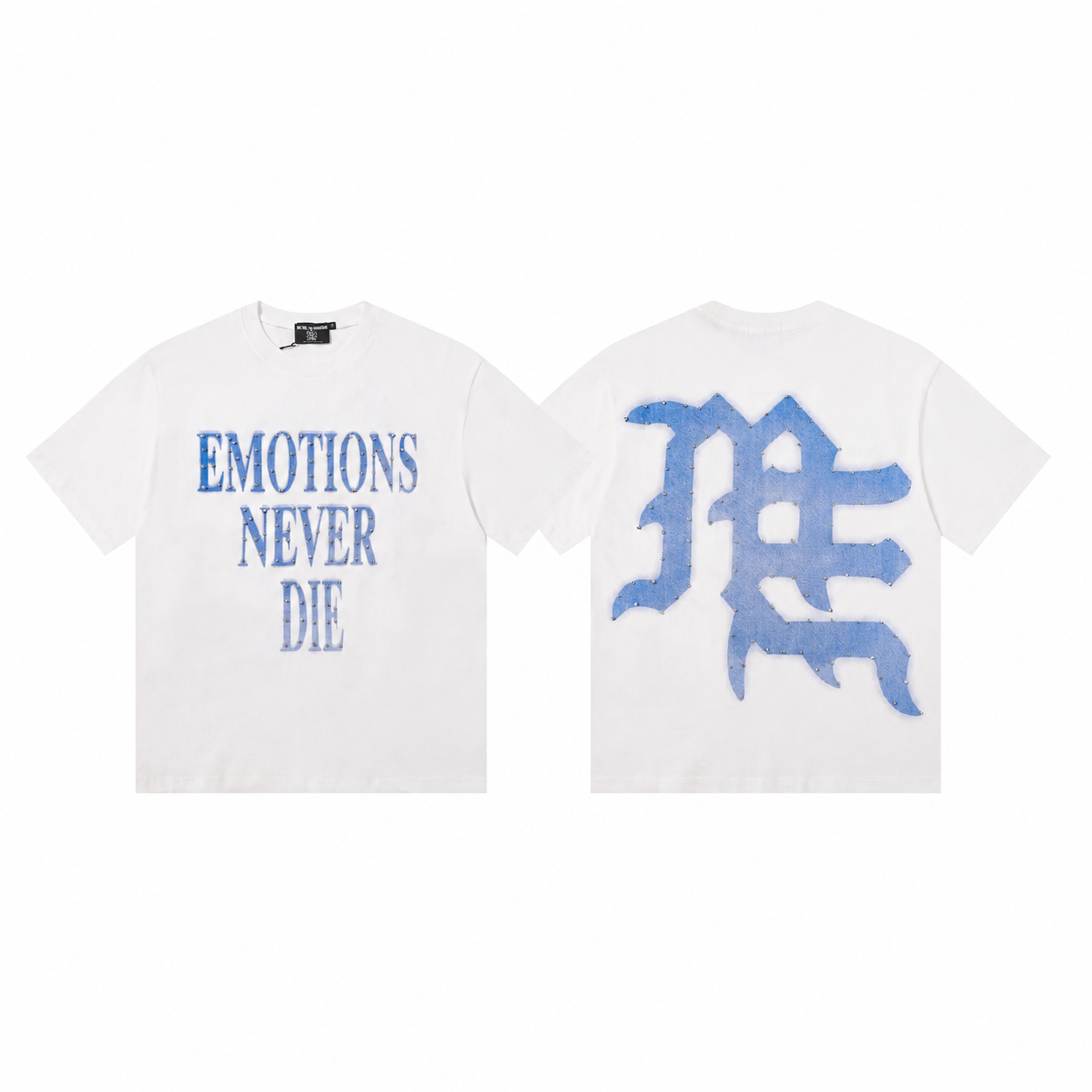 Camiseta Mixed Emotion Emotions Never Die – White/Blue