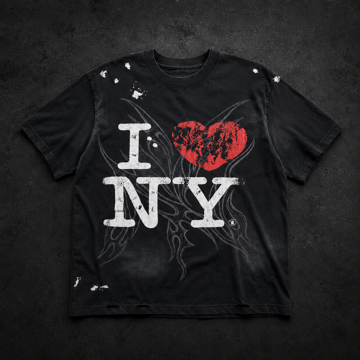 Camiseta Hellstar I Love NY – Negro Lavado.