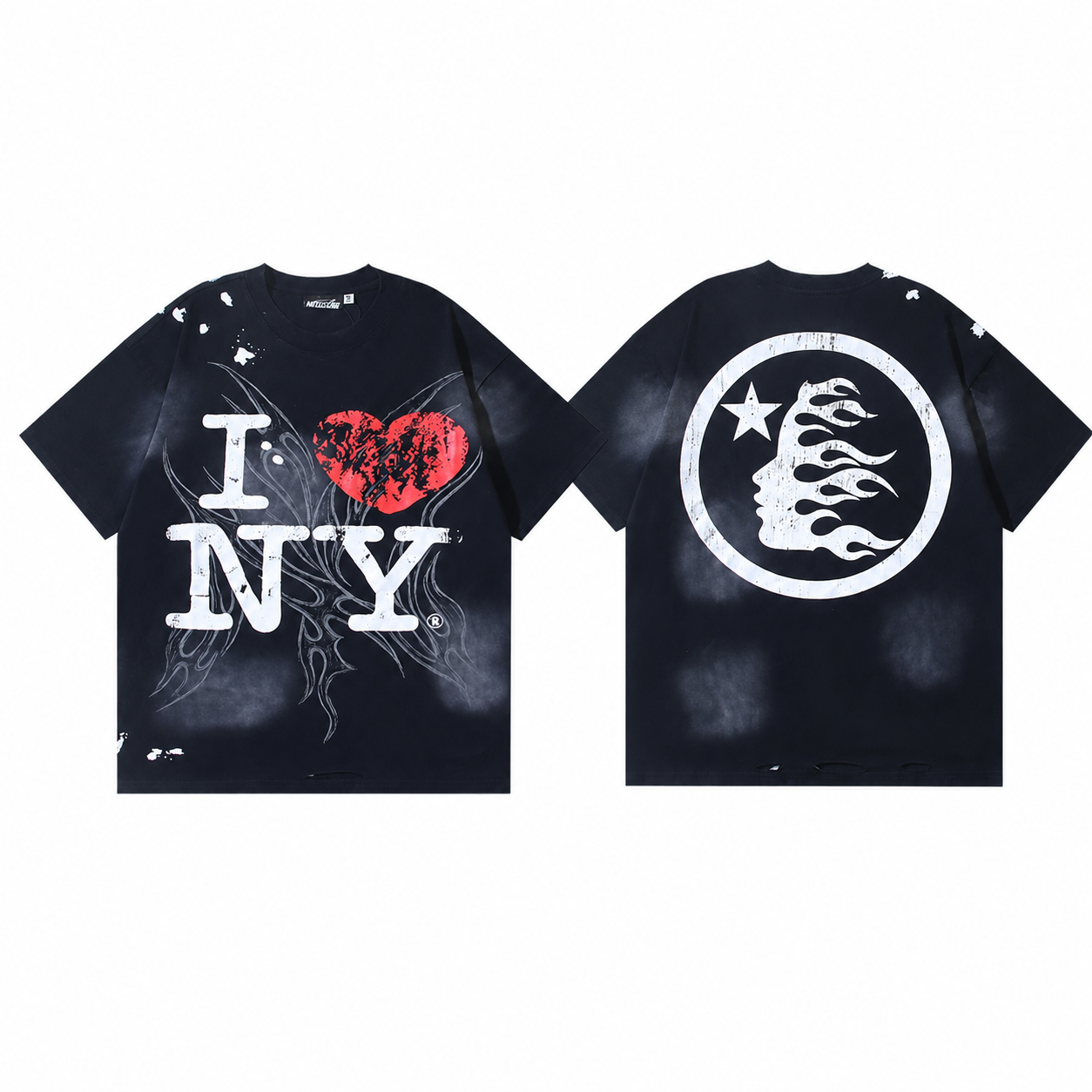Camiseta Hellstar I Love NY – Negro Lavado.