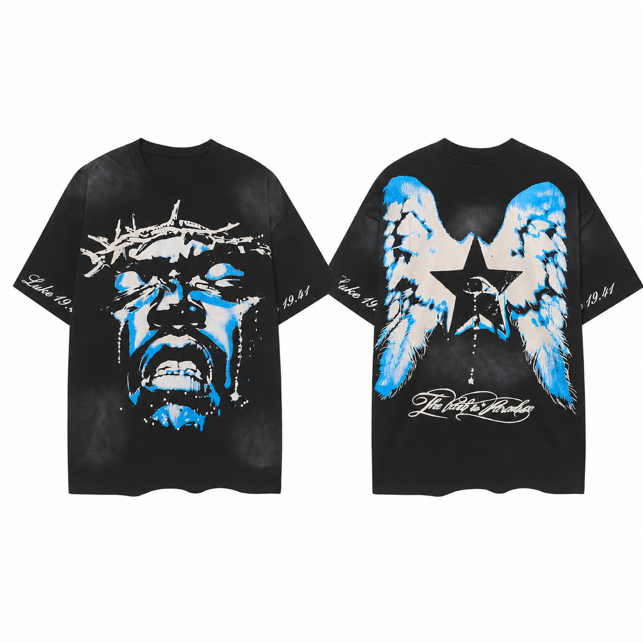 Camiseta Hellstar Path to Paradise Face – Negro/Azul.