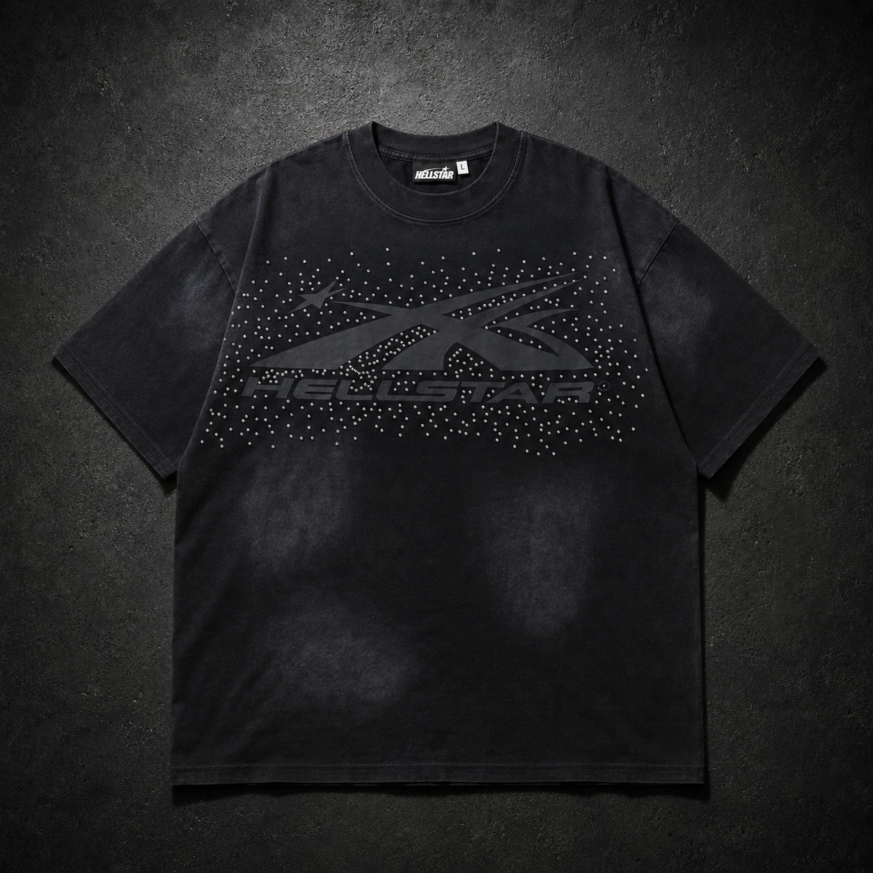 Camiseta Hellstar Vector Crystal – Negro Lavado