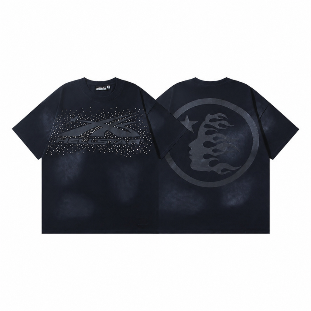 Camiseta Hellstar Vector Crystal – Negro Lavado