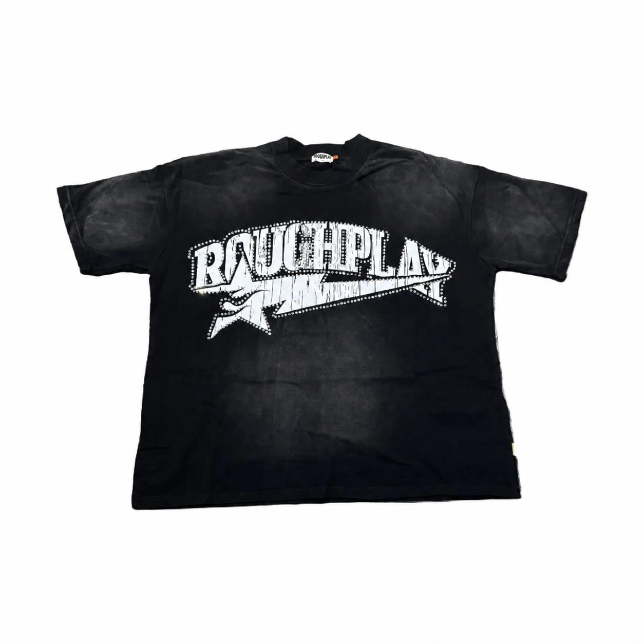 Camiseta Roughplay Studded Logo – Washed Black