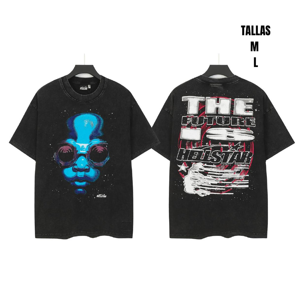 Camiseta Hellstar Future Face – Negro/Azul