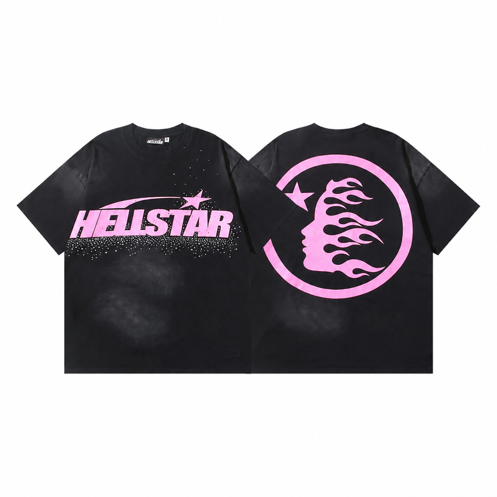 Camiseta Hellstar Pink Shooting Star – Washed Black