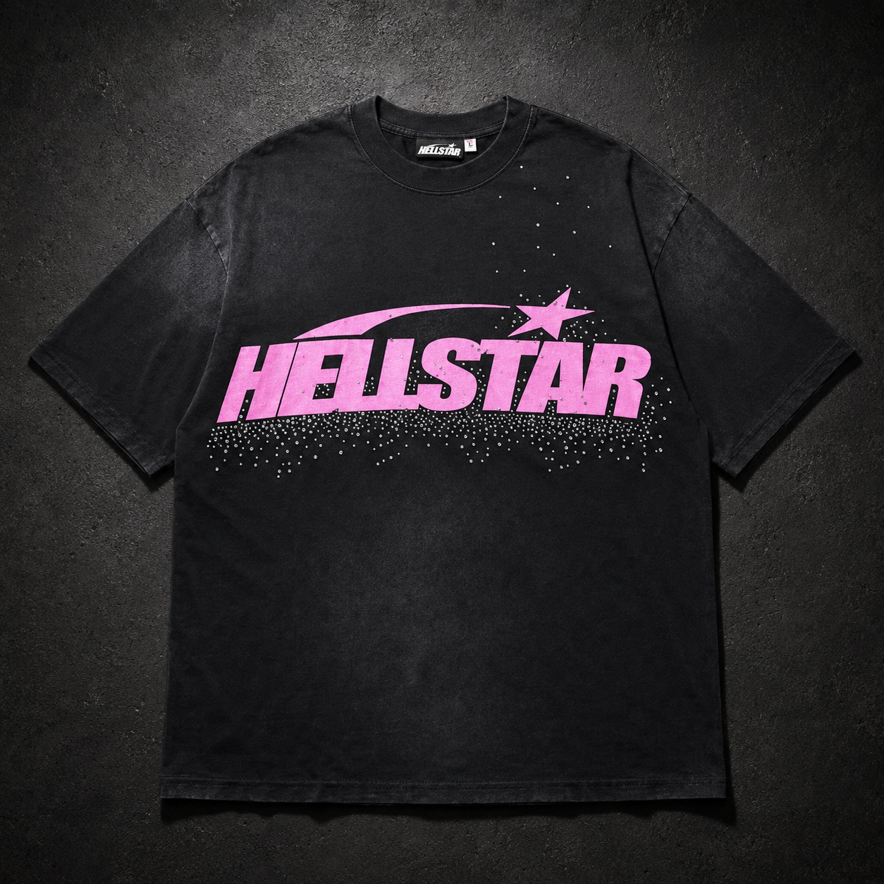 Camiseta Hellstar Pink Shooting Star – Washed Black