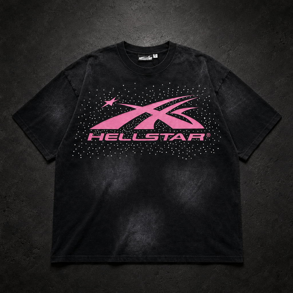 Camiseta Hellstar Pink Star – Washed Black